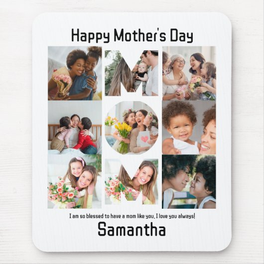 Aangepaste cadeaus voor mam Moederdag 9 Foto Colla Muismat (Voorkant)