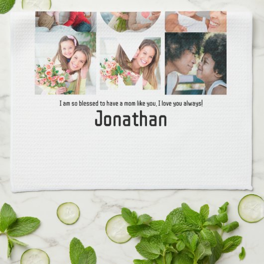 Aangepaste cadeaus voor mam Moederdag 9 Foto Colla Theedoek (Gevouwen)