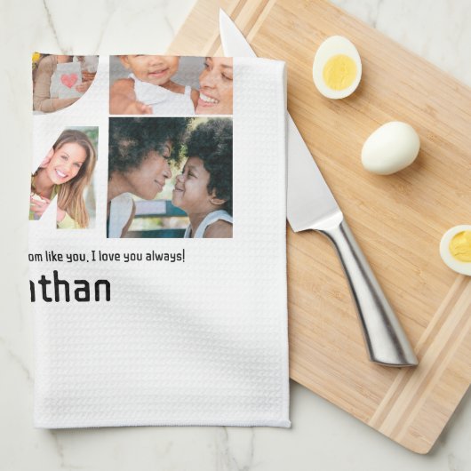Aangepaste cadeaus voor mam Moederdag 9 Foto Colla Theedoek (Quarter Fold)