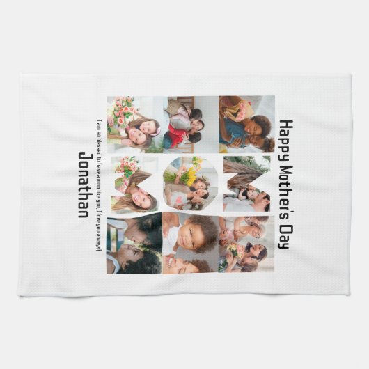 Aangepaste cadeaus voor mam Moederdag 9 Foto Colla Theedoek (Horizontaal)