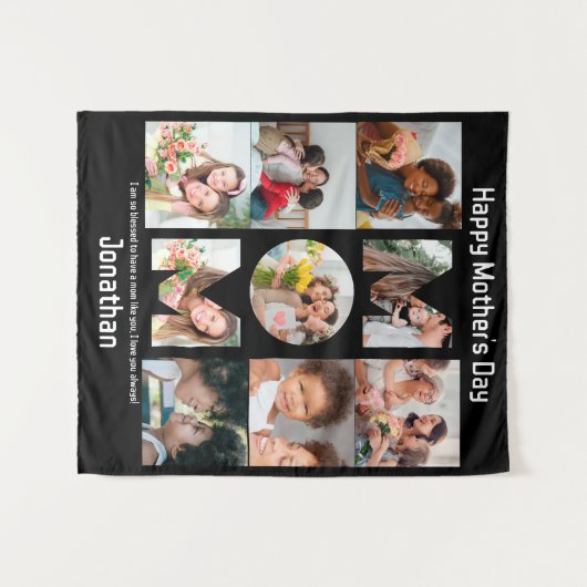 Aangepaste cadeaus voor mam Moederdag 9 Foto Colla Wandkleed (Voorkant (horizontaal))