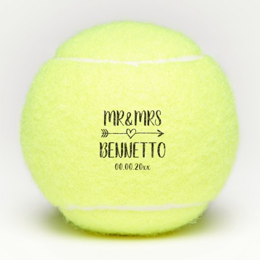 Aangepaste cadeauset voor trouwtennis, trouwerij tennisballen (Voorkant)