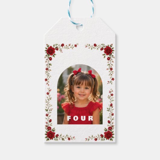 Aangepaste cadeautags meisje leeftijd 4 cadeaulabel (Voorkant)