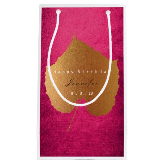 Aangepaste cadeautas met Herfst Gold verlofframbos (Voorkant)