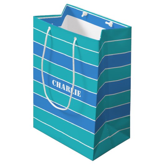 Aangepaste cadeautassen voor striptiepatroon medium cadeauzakje (Voorkant Gekanteld)