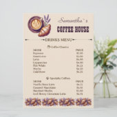 Aangepaste Cafe Merch Vintage Croissant Met Lavend Menu (Staand voorkant)