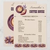 Aangepaste Cafe Merch Vintage Croissant Met Lavend Menu (Voorkant / Achterkant)