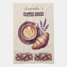 Aangepaste Cafe Merch Vintage Croissant Met Lavend