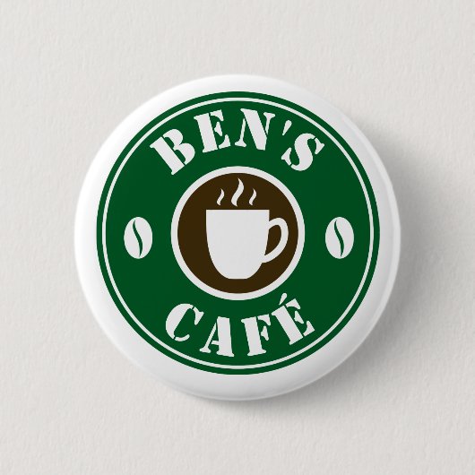 Aangepaste café met ronde naam badge-knoppen button 5,7 cm (Voorkant)