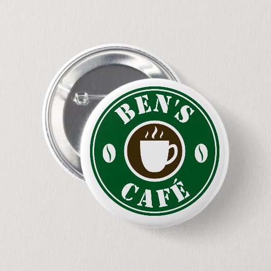 Aangepaste café met ronde naam badge-knoppen ronde button 5,7 cm (Voorkant /achterkant)