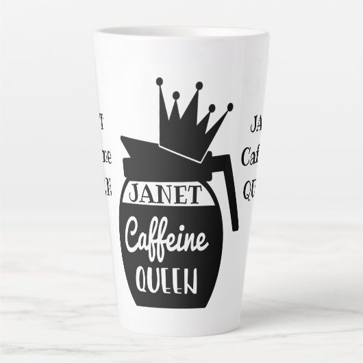 Aangepaste Caffeine QUEEN Coffee Pot Latte Mok (Voorkant)