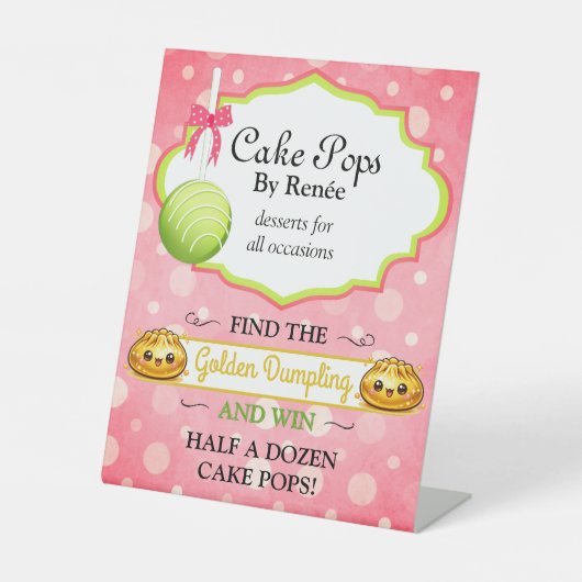 Aangepaste Cake Pops Bakkerij V2 Reclamebord Met Voetstuk (Voorkant)