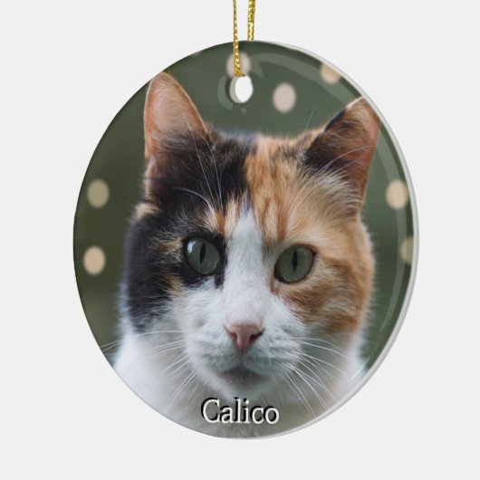 Aangepaste Calico Cat foto gepersonaliseerd Keramisch Ornament (Links)
