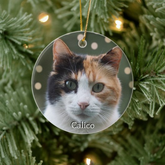 Aangepaste Calico Kat Foto Gepersonaliseerd Keramisch Ornament (Boom)