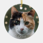 Aangepaste Calico Kat Foto Gepersonaliseerd Keramisch Ornament (Voorkant)