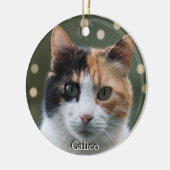Aangepaste Calico Kat Foto Gepersonaliseerd Keramisch Ornament (Links)