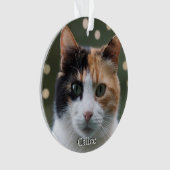 Aangepaste Calico Kat Foto Gepersonaliseerd Ornament (voorkant)