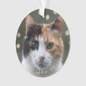 Aangepaste Calico Kat Foto Gepersonaliseerd Ornament (voorkant)