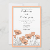 Aangepaste California Poppy Peach Bloemenbruiloft Kaart (Voorkant)