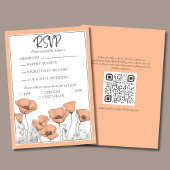 Aangepaste California Poppy Peach Bloemenbruiloft RSVP Kaartje