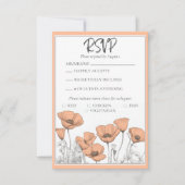 Aangepaste California Poppy Peach Bloemenbruiloft RSVP Kaartje (Voorkant)
