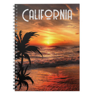 AANGEPASTE CALIFORNIË ZONSONDERGANG STRAND NATUUR  NOTITIEBOEK