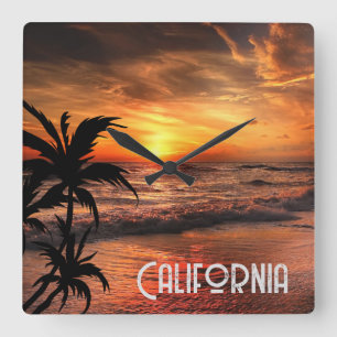 AANGEPASTE CALIFORNIË ZONSONDERGANG STRAND NATUUR VIERKANTE KLOK
