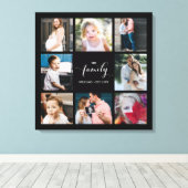 Aangepaste Calligrafie Familie 8 Foto Collage Canvas Afdruk (Insitu (Houten vloer))