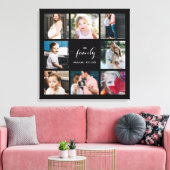 Aangepaste Calligrafie Familie 8 Foto Collage Canvas Afdruk (Insitu (Woonkamer))