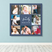 Aangepaste Calligrafie Familie 8 Foto Collage Canvas Afdruk (Insitu (Houten vloer))