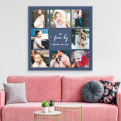 Aangepaste Calligrafie Familie 8 Foto Collage Canvas Afdruk (Insitu (Woonkamer))