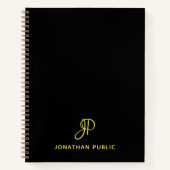 Aangepaste Calligrafie Gold Monogram Naam Notitieboek (Voorkant)