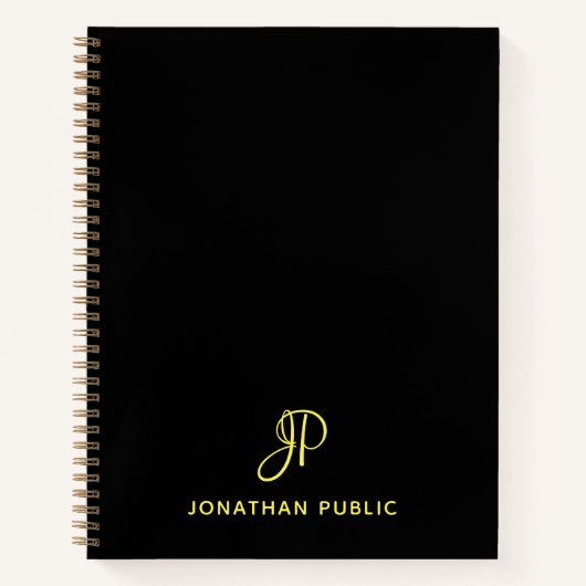 Aangepaste Calligrafie Gold Monogram Naam Notitieboek (Voorkant)