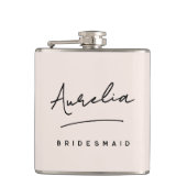 Aangepaste Calligrafie Naam Roze Bachelorette Heupfles (Voorkant)