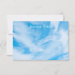 Aangepaste Calligrafie Script Name Blue Sky Sjablo Notitiekaartje