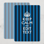 Aangepaste CALM-Jouw tekst KEEP op blauwe strepen (Voorkant / Achterkant)