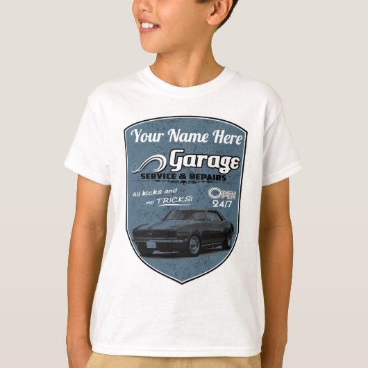 Aangepaste Camaro Garage T-shirt (Voorkant)