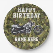 Aangepaste Camo Motorcycle Happy Birthday Name Papieren Bordje (Voorkant)