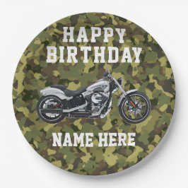 Aangepaste Camo Motorcycle Happy Birthday Name Papieren Bordje