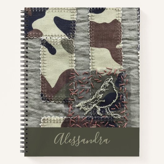 Aangepaste Camo Vogel Patchwork Uiterlijk Natuur O Notitieboek (Voorkant)