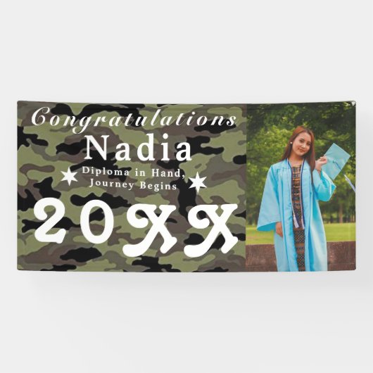 Aangepaste camouflage gepersonaliseerde foto Afstu Spandoek (Horizontaal)