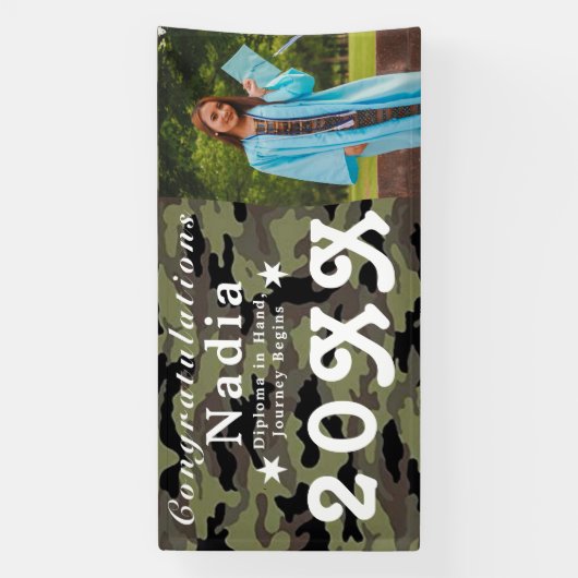 Aangepaste camouflage gepersonaliseerde foto Afstu Spandoek (Verticaal)