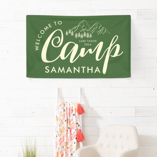 Aangepaste Camp Bachelorette Party Modern Rustiek  Spandoek (Insitu)