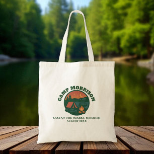 Aangepaste Camp Lake Bachelorette Trip Groen Tote Bag