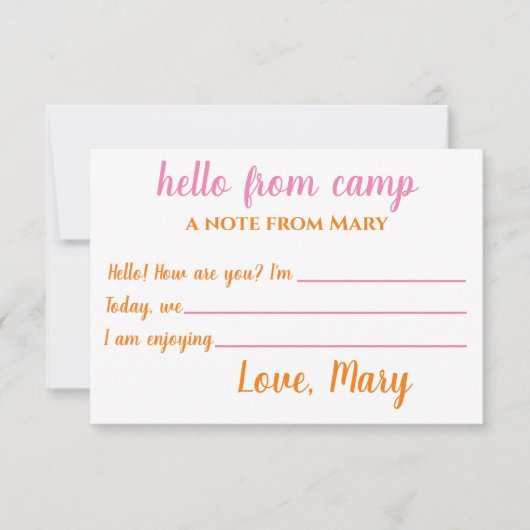 Aangepaste Camp Notecards voor meisjes Bedankkaart (Voorkant)