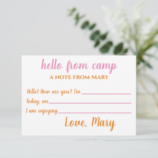 Aangepaste Camp Notecards voor meisjes Bedankkaart (Staand voorkant)