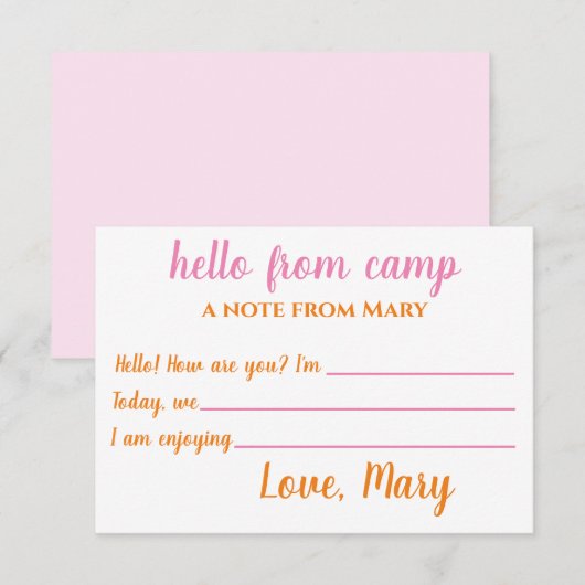 Aangepaste Camp Notecards voor meisjes Bedankkaart (Voorkant / Achterkant)