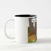 Aangepaste campagne - Cartoon met paar Tweekleurige Koffiemok (Links)