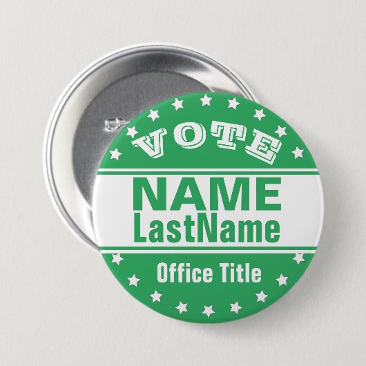 Aangepaste campagne Sjabloon Groen/Wit Ronde Button 7,6 Cm (Voorkant /achterkant)