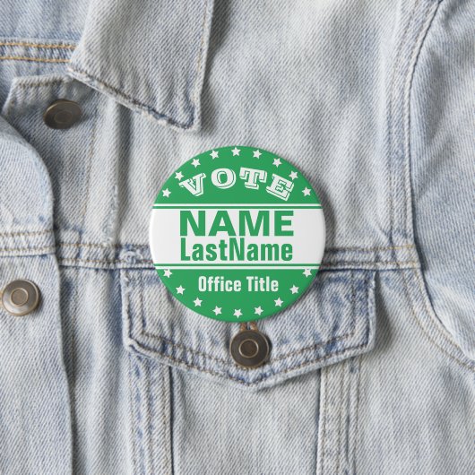 Aangepaste campagne Sjabloon Groen/Wit Ronde Button 7,6 Cm (In situ)